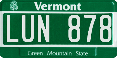 VT license plate LUN878