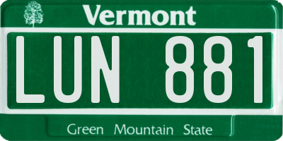 VT license plate LUN881
