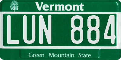 VT license plate LUN884