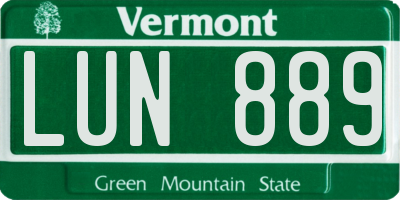 VT license plate LUN889