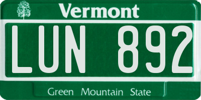 VT license plate LUN892