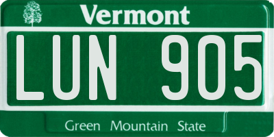 VT license plate LUN905
