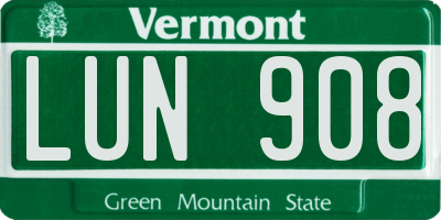 VT license plate LUN908