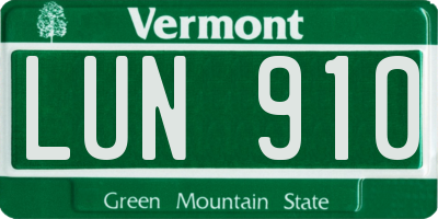 VT license plate LUN910