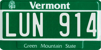 VT license plate LUN914