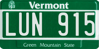 VT license plate LUN915