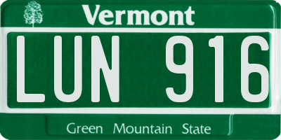 VT license plate LUN916
