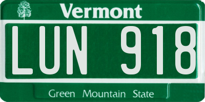 VT license plate LUN918