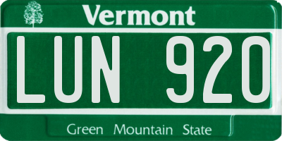 VT license plate LUN920