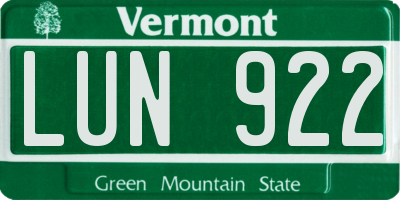 VT license plate LUN922