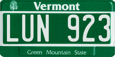 VT license plate LUN923