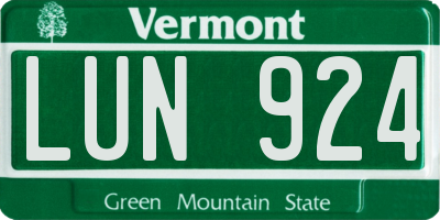 VT license plate LUN924