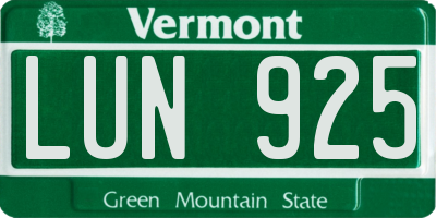 VT license plate LUN925