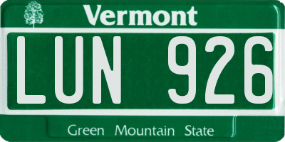 VT license plate LUN926