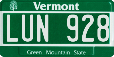 VT license plate LUN928