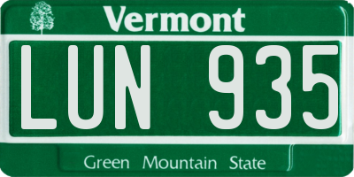 VT license plate LUN935