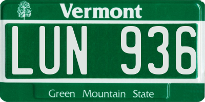 VT license plate LUN936