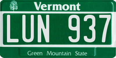 VT license plate LUN937