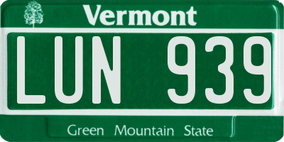 VT license plate LUN939