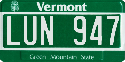 VT license plate LUN947