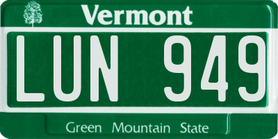 VT license plate LUN949