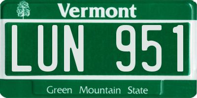 VT license plate LUN951