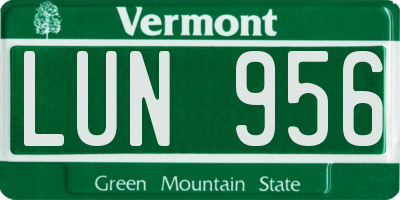 VT license plate LUN956