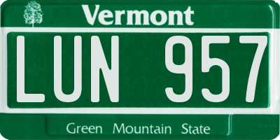 VT license plate LUN957
