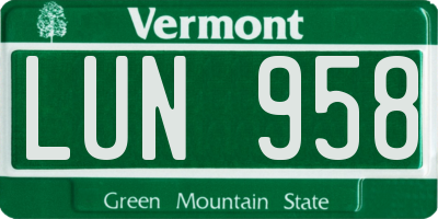 VT license plate LUN958