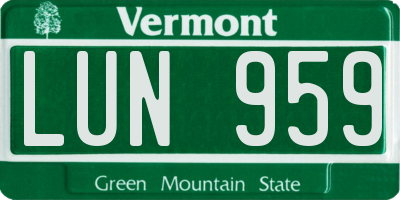 VT license plate LUN959