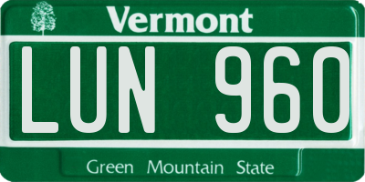 VT license plate LUN960