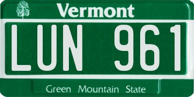 VT license plate LUN961