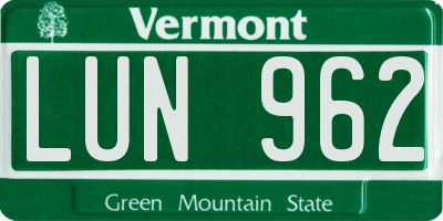 VT license plate LUN962
