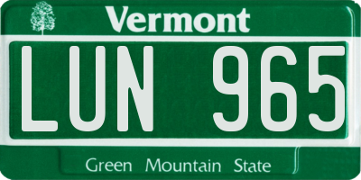 VT license plate LUN965
