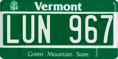 VT license plate LUN967