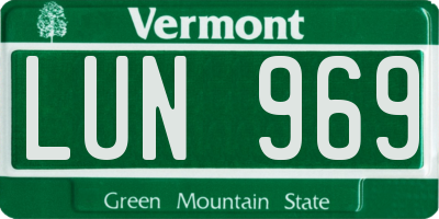 VT license plate LUN969