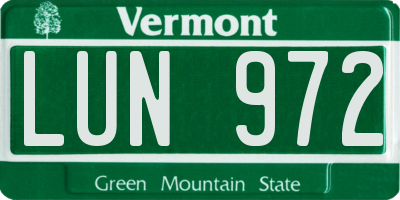 VT license plate LUN972