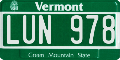 VT license plate LUN978
