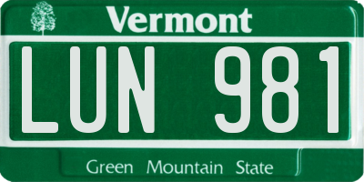 VT license plate LUN981