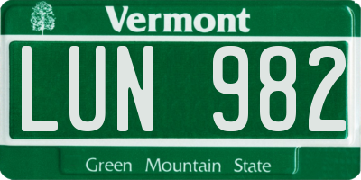 VT license plate LUN982
