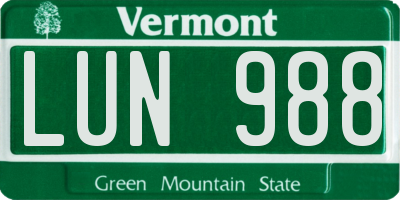 VT license plate LUN988
