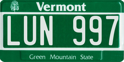 VT license plate LUN997