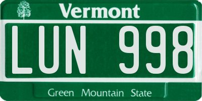 VT license plate LUN998