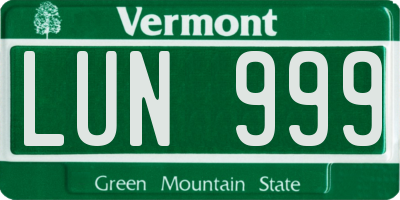 VT license plate LUN999