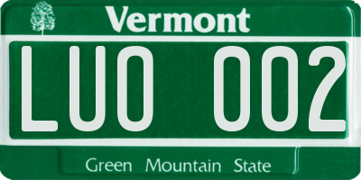 VT license plate LUO002