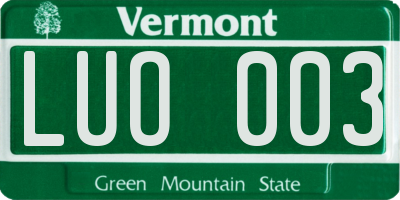 VT license plate LUO003