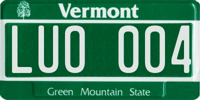 VT license plate LUO004