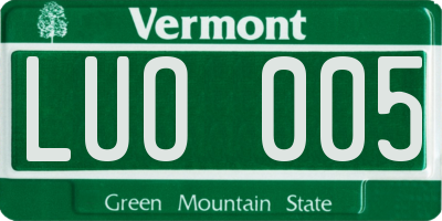 VT license plate LUO005