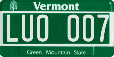 VT license plate LUO007