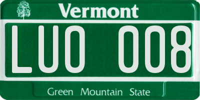 VT license plate LUO008